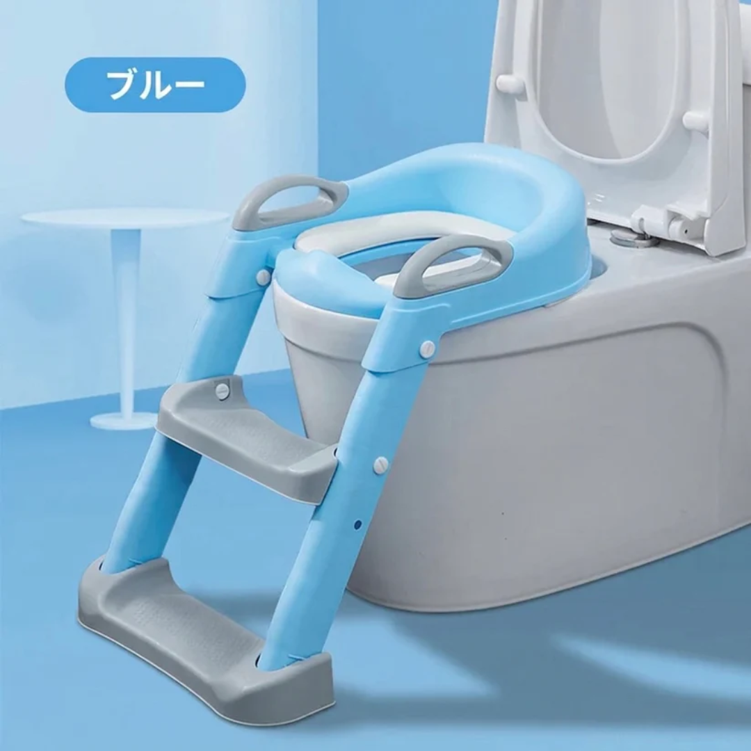 【ママも安心】子どもがひとりでトイレできた！ステップ一体型補助便座 安心・安全設計 折りたたみ収納