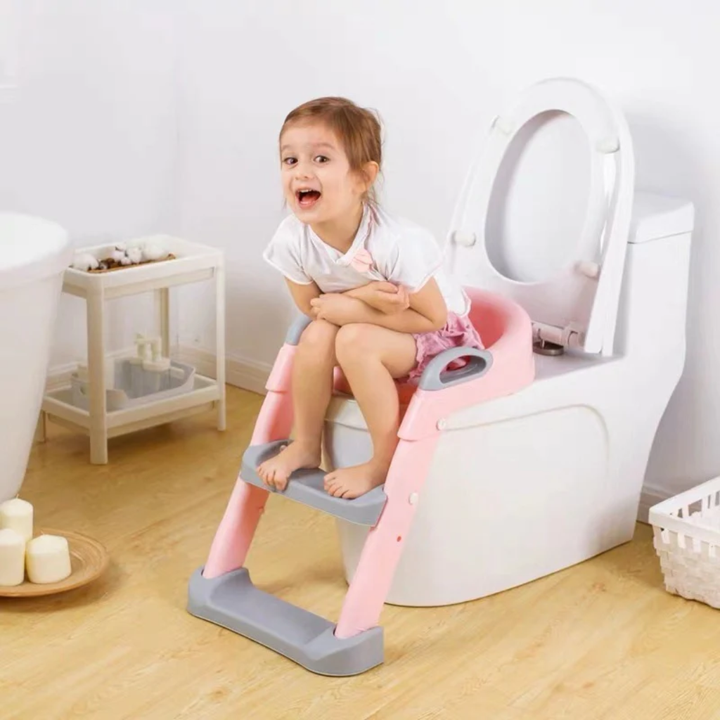 【ママも安心】子どもがひとりでトイレできた！ステップ一体型補助便座 安心・安全設計 折りたたみ収納
