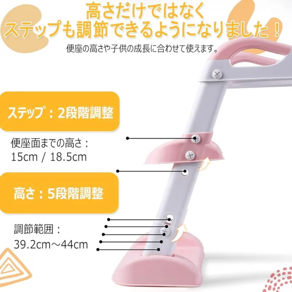 【ママも安心】子どもがひとりでトイレできた！ステップ一体型補助便座 安心・安全設計 折りたたみ収納