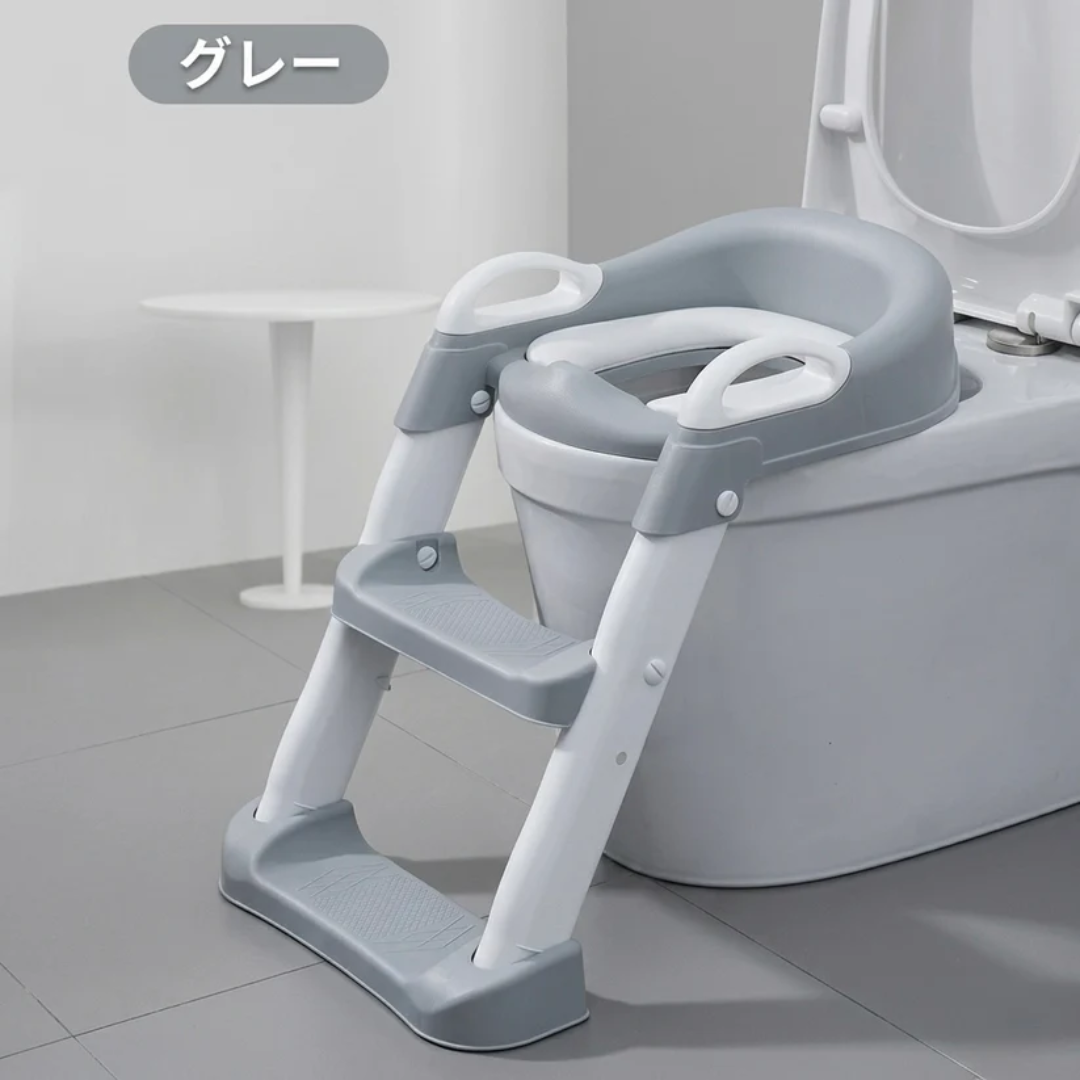 【ママも安心】子どもがひとりでトイレできた！ステップ一体型補助便座 安心・安全設計 折りたたみ収納